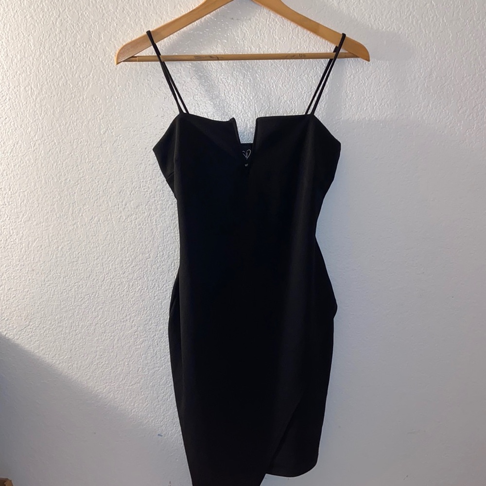 Windsor Asymmetric Black Bodycon Mini Dress